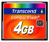 MEMORIA CARD COMPACTFLASH 4GB 133X TRANSCEND